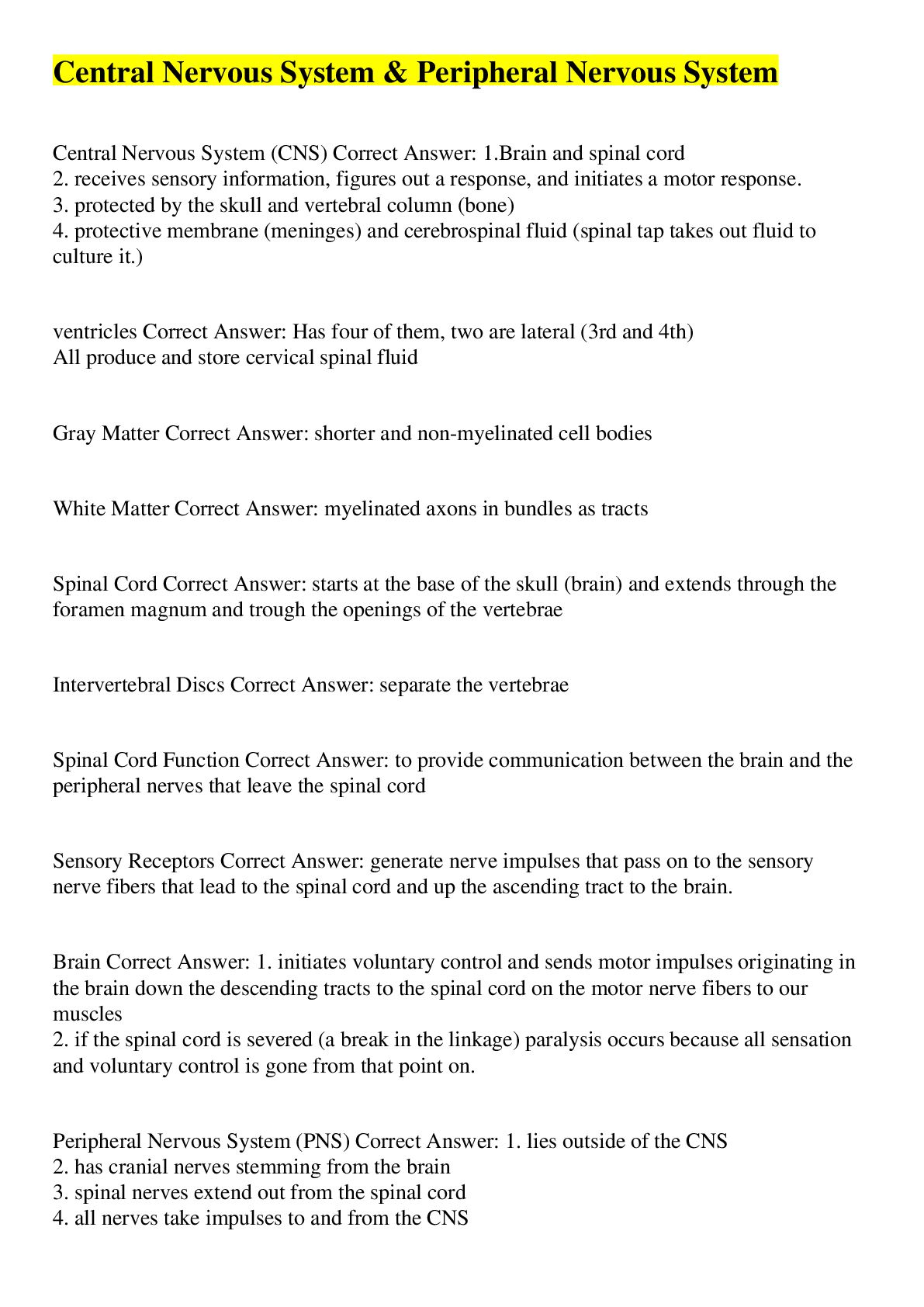 Preview image for Central Nervous System & Peripheral Nervous System